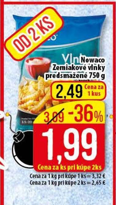 Nowaco Zemiakové vlnky predsmažené 750 g