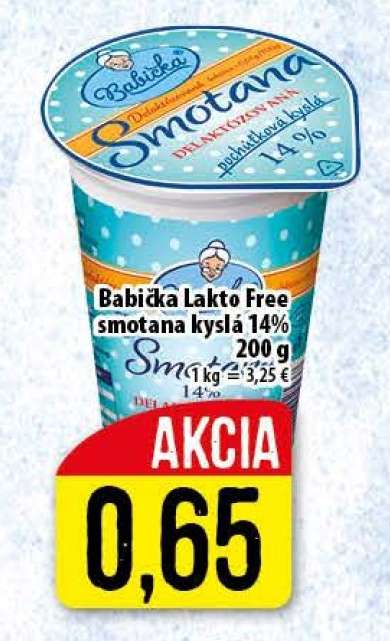 Babička Lakto Free smotana kyslá 14%