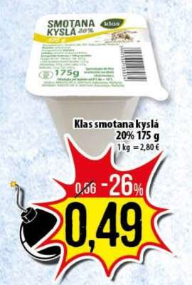 Klas smotana kyslá 20% 175 g