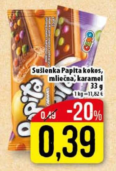 Sušenka Papita kokos, mléčná, karamel