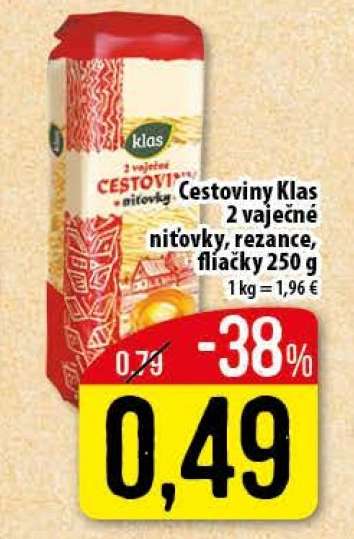 Cestoviny Klas 2 vaječné