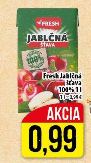 Fresh Jablčná šťava 100% 1 l