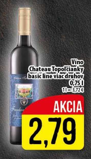 Víno Chateau Topoľčianky basic line