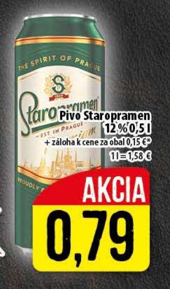 Pivo Staropramen 12% 0,5 l