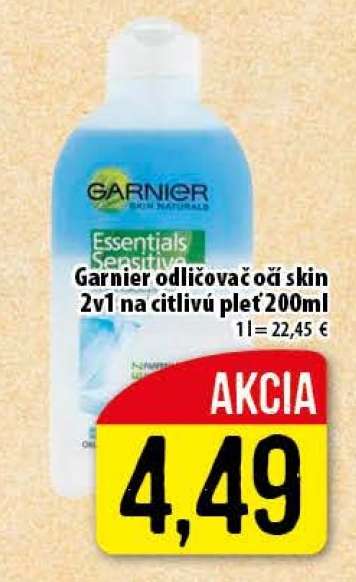 Garnier odličovač očí skin 2v1 na citlivú pleť 200ml