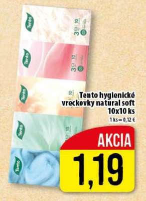 Tento hygienické vreckovky natural soft 10x10 ks