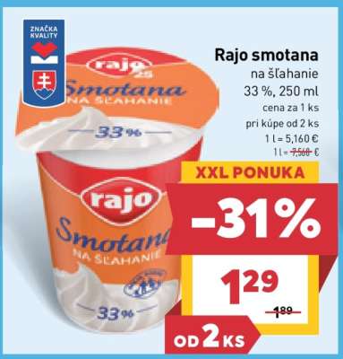 Rajo smotana na šľahanie