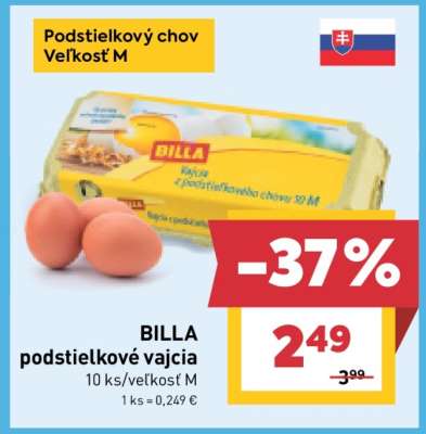 BILLA podstielkové vajcia