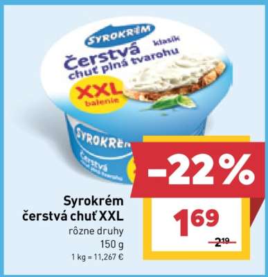 Syrokrem čerstvá chuť XXL