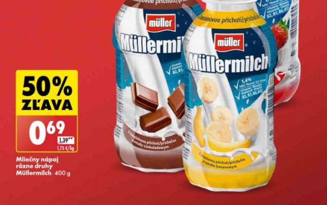 Mliečny nápoj rôzne druhy Müllermilch 400 g