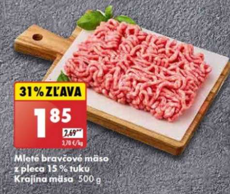 Mleté bravčové mäso z pleca 15 % tuku