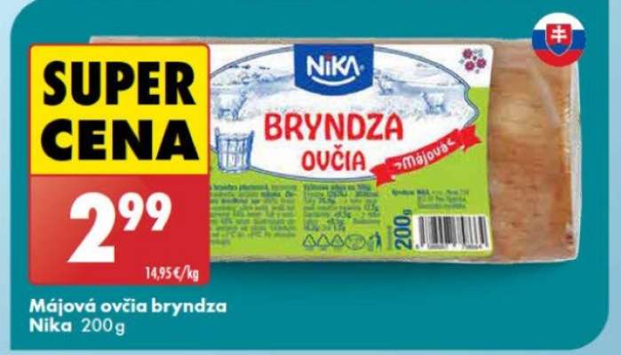 Májová ovčia bryndza Nika 200g