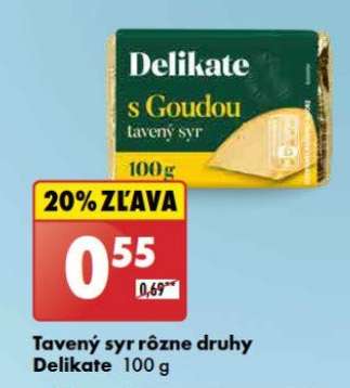 Tavený syr rôzne druhy Delikate 100 g