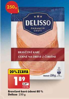 Bravčové karé údené 80% Delisso 250 g