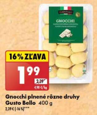 Gnocchi plnené rôzne druhy Gusto Bello 400 g