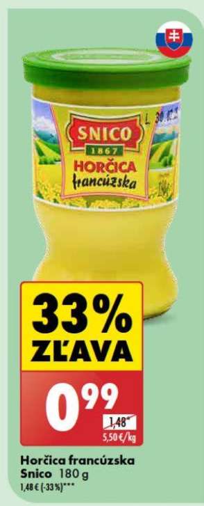 Horčica francúzska Šnico 180 g