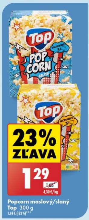 Popcorn maslový/slaný Top 300 g
