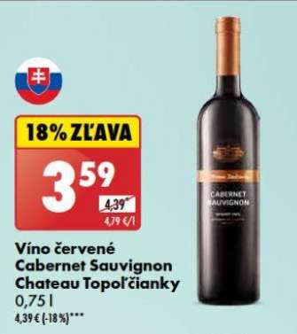 Víno červené Cabernet Sauvignon Chateau Topoľčianky