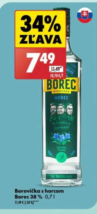 Borovička s horcom Borec 38 % 0,7 l