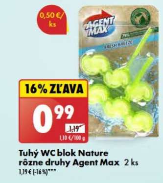 Tuhý WC blok Nature rôzne druhy Agent Max 2 ks