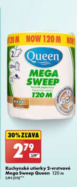 Kuchynské utierky 2-vrstvové Mega Sweep Queen 120 m