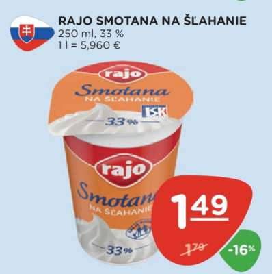 Rajo smotana na šľahanie