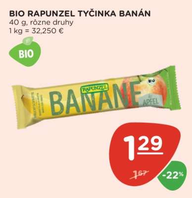 BIO RAPUNZEL TYČINKA BANÁN