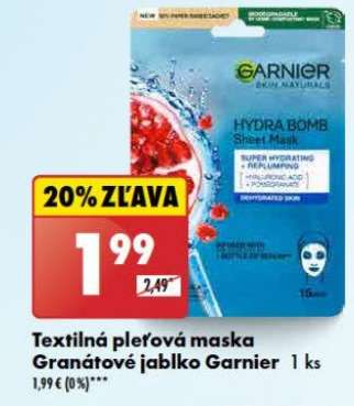 Textilná pleťová maska Granátové jablko Garnier
