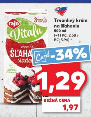 Trvanlivý krém na šľahanie