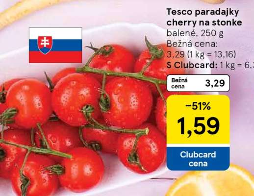 Tesco paradajky cherry na stonke
