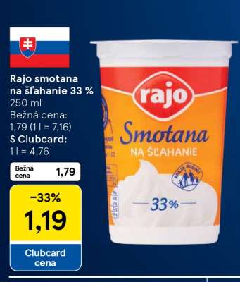 Rajo smotana na šľahanie 33
