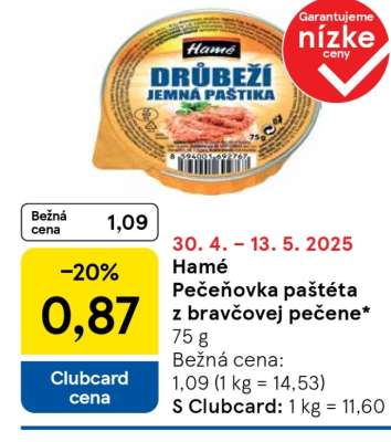 Hamé Pečeňovka paštéta z bravčovej pečene