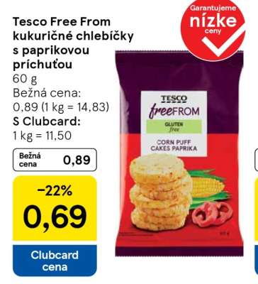 Tesco Free From kukuřičné chlebíčky s paprikovou příchutí