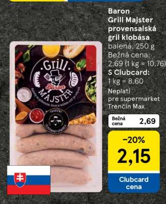 Baron Grill Majster provensalská gril klobása
