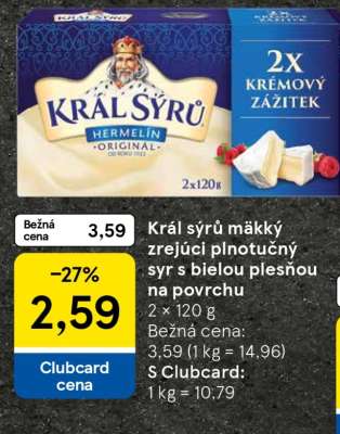 Král sýrů mäkký zrejúci plnotučný syr s bielou plesňou na povrchu