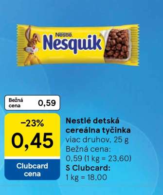 Nestlé detská cereálna tyčinka