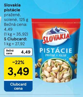 Slovakia pistácie pražené, solené, 125 g