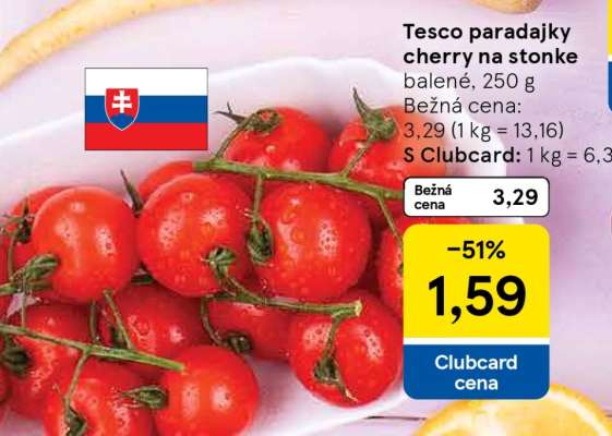 Tesco paradajky cherry na stonke