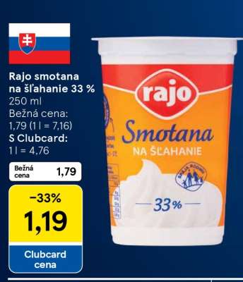 Rajo smotana na šľahanie 33