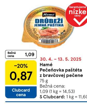 Hamé Pečeňovka paštéta z bravčovej pečene