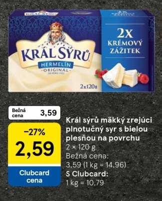 Král sýrů mäkký zrejúci plnotučný syr s bielou plesňou na povrchu