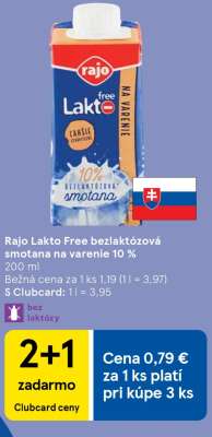 Rajo Lakto Free bezlaktózová smotana na varenie 10%