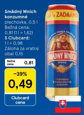 Smädný Mních konzumné plechovka, 0,5 l