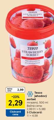Tesco jahodový sorbet