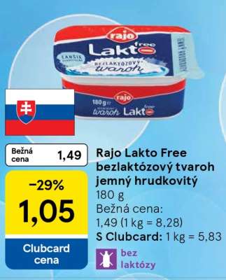Rajo Lakto Free bezlaktózový tvaroh jemný hrudkovitý