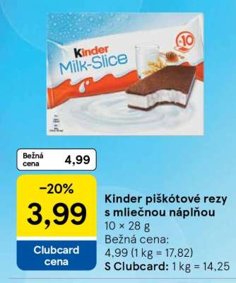 KINDER Piškótové rezy s mliečnou náplňou