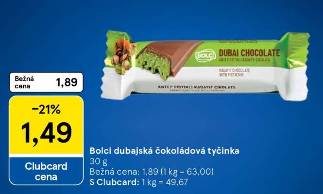 Bolci dubajská čokoládová tyčinka