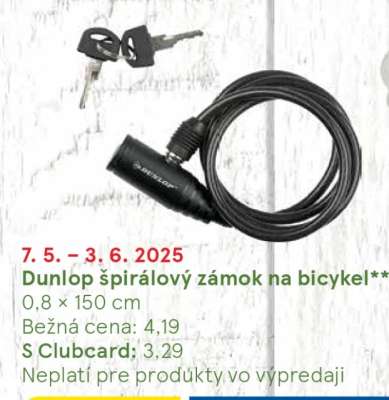 Dunlop špirálový zámok na bicykel
