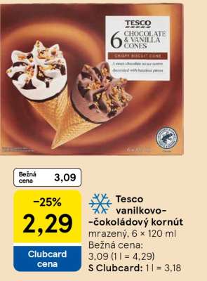 Tesco vanilkovo-čokoládový kornút