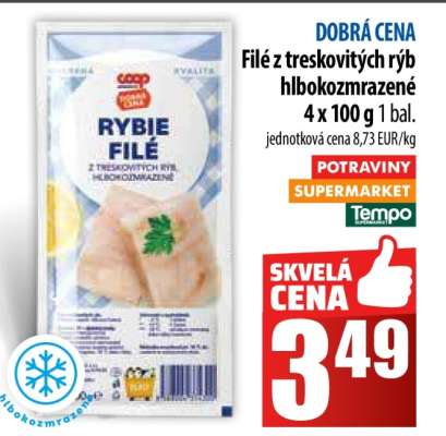Filé z treskovitých rýb hlboko zmrazené